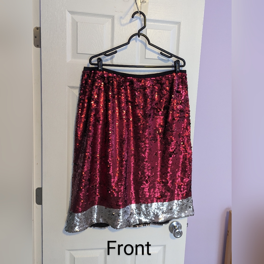 Lane Bryant x GLAMOUR Sequined Red & Silver Skirt Christmas / New Years, size 18
